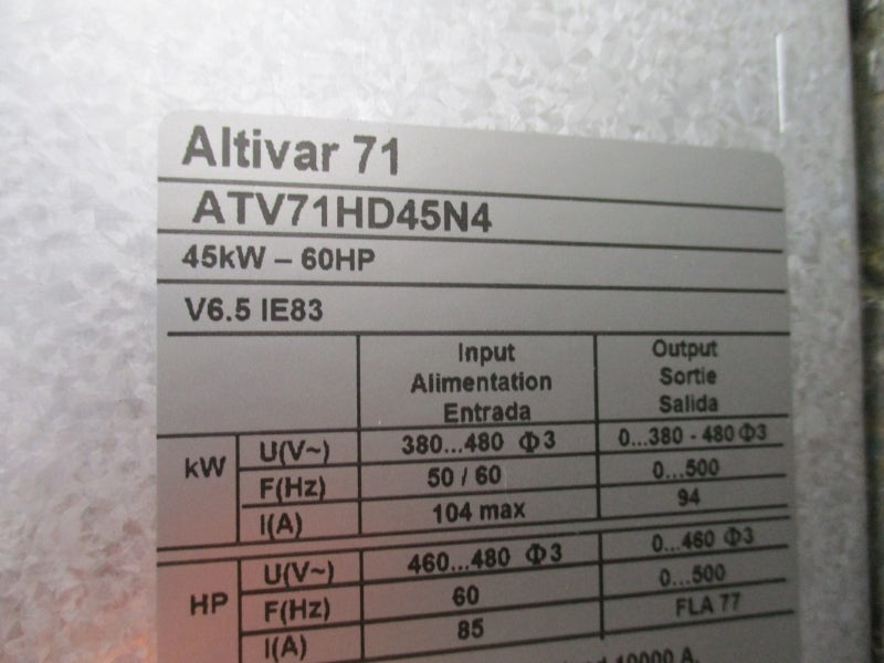 SCHNEIDER ELECTRIC ATV71HD45N4 380/480V 104A NSNP