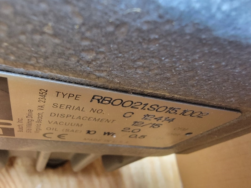 BUSCH RB0021.S015.1002 W/ LEROY SOMER 354484ND052 208-240/208-265V 3.3/2.7A NSMP