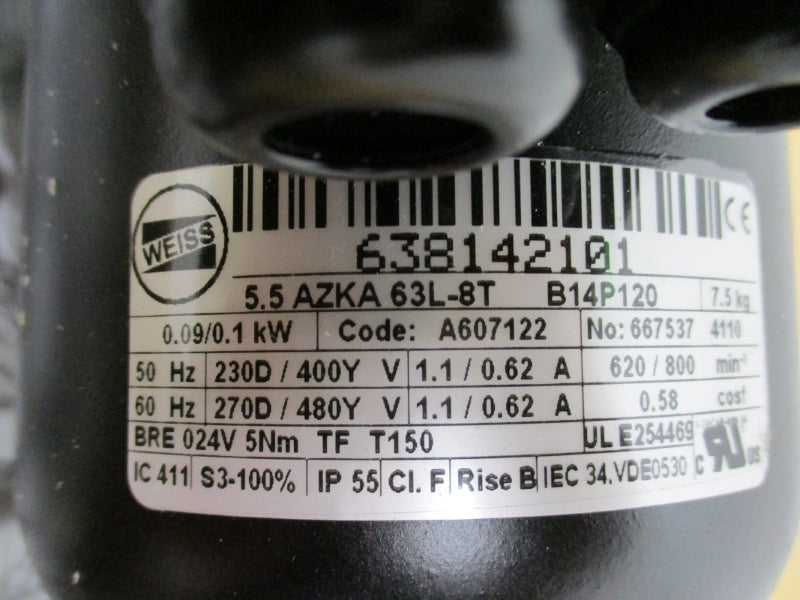 WEISS TC220 638142101 5.5AZKA63L-8T 230/400V 1.1/0.62A NSMP