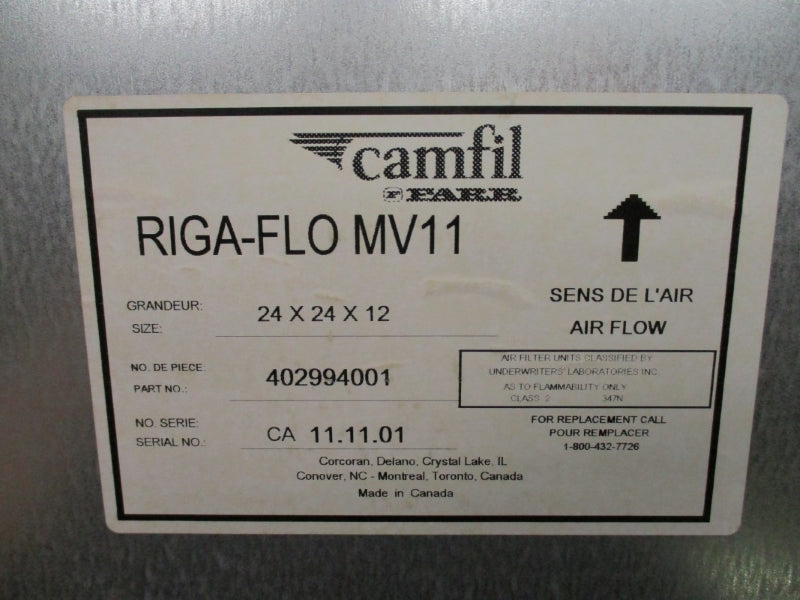CAMFIL FARR RIGA-FLOMV11 402994001 24" X 24" X 12" NSMP