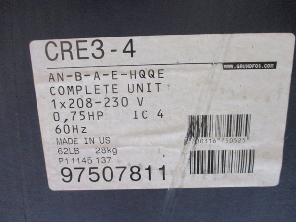 GRUNDFOS CRE3-4 AN-B-A-E-HQQE 208-230V 3.90-3.50A NSMP