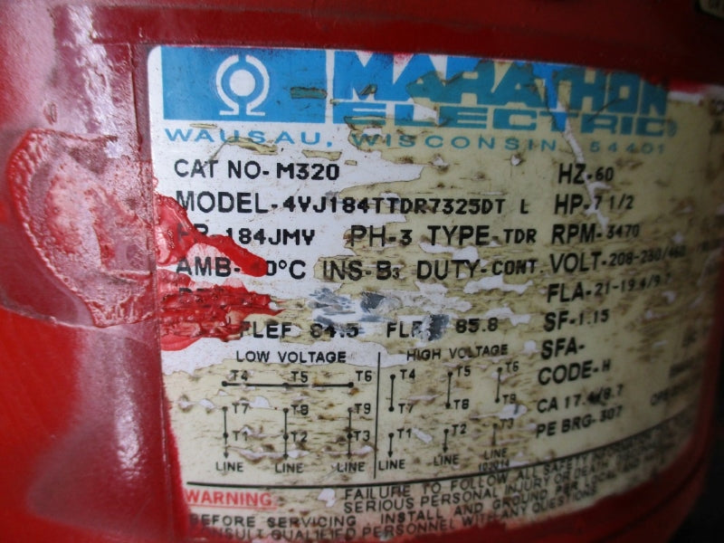 BELL & GOSSETT 90 2A-6-BF W/ MARATHON ELECTRIC 4VJ184TTDR7325DTL 208-230/460V 21-19.4/9.7A NSNP