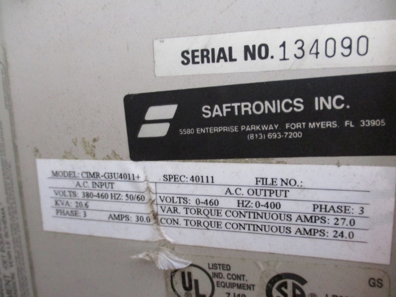 SAFTRONICS CIMR-G3U4011+ 40111 380/460VAC 30.0A UNMP