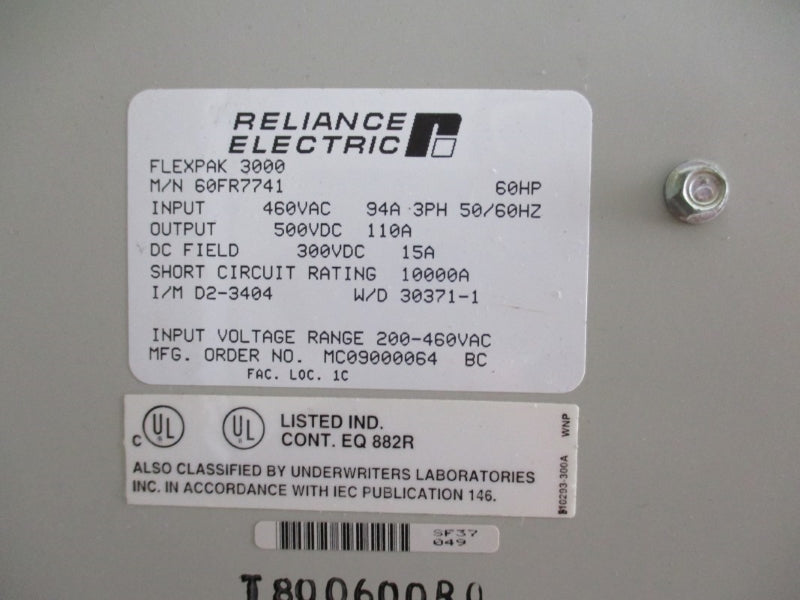 RELIANCE ELECTRIC FLEXPAK3000 60FR7741 460VAC 94A NSNP