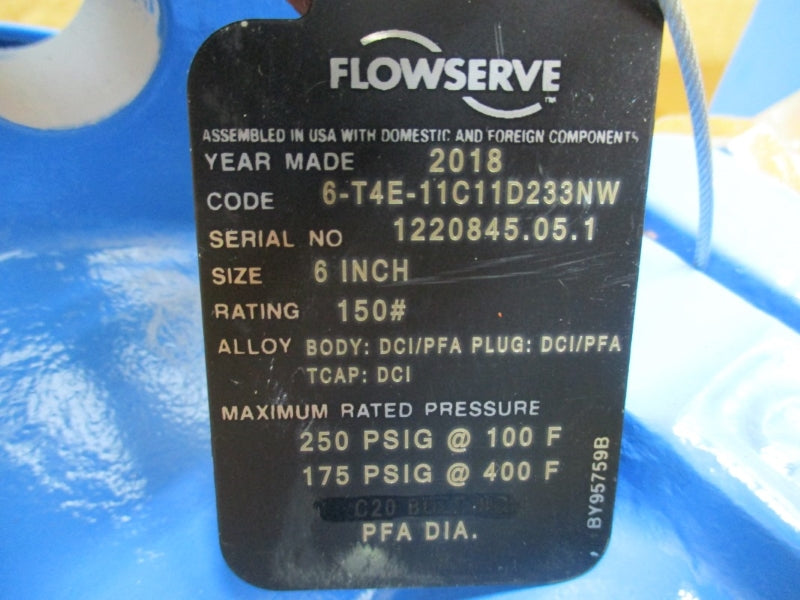 FLOWSERVE 6-T4E-11C11D233NW 8208630010 175PSI 6" NSMP