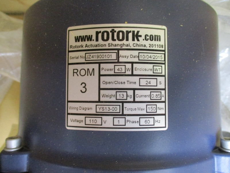 SHIMIZU ALLOY 0201 TYPE DB-H W/ ROTORK YS13-00 110V 0.85A 24S NSMP