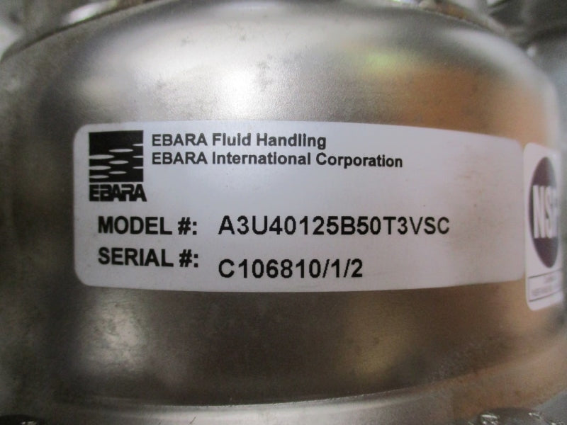 EBARA A3U40125B50T3VSC W/ BALDOR EJMM3613T 230/460V 11.8/5.9A NSNP