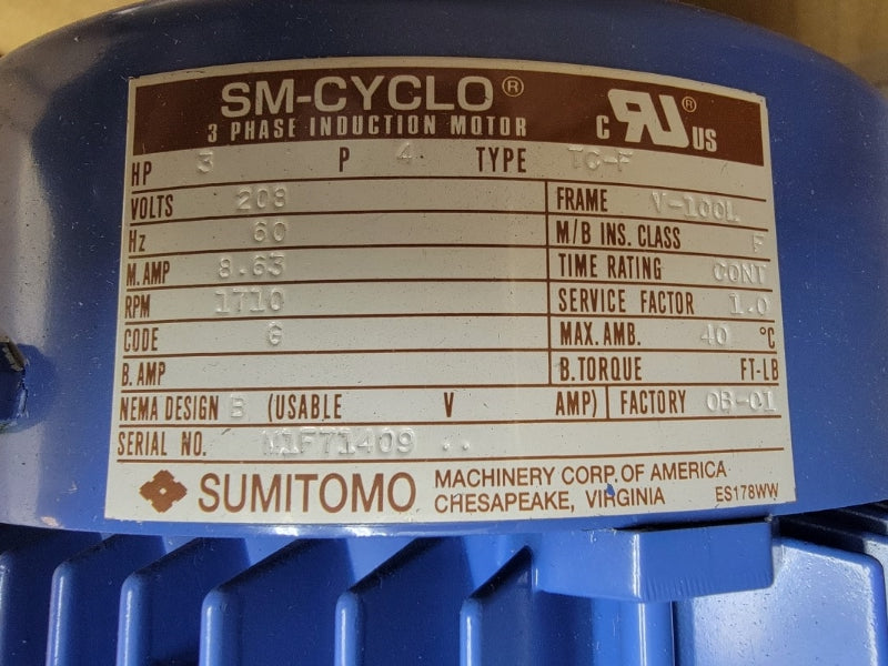 SUMITOMO CNHM3-6100-8 W/ TC-F 208V 8.63A NSMP