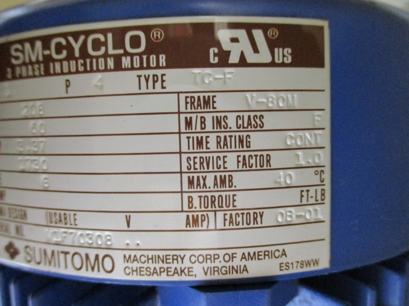 SUMITOMO CNHM1-6085-11 TC-F 208V 3.37A NSMP