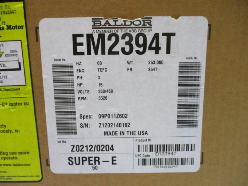 BALDOR EM2394T 230/460V 35/17.5A NSMP