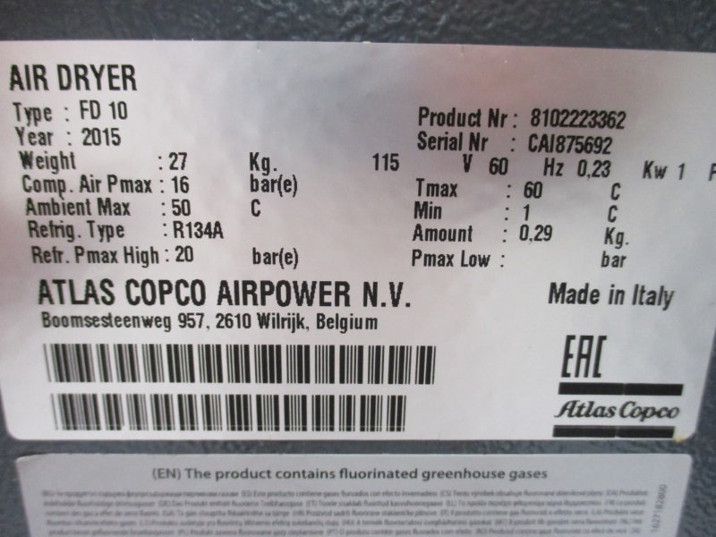 ATLAS COPCO FD10 8102223362 115V NSNP