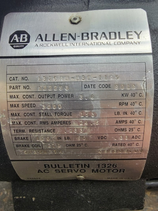 ALLEN BRADLEY 1326AB-B3E-11A5 24.6A (AS PICTURED) NSNP
