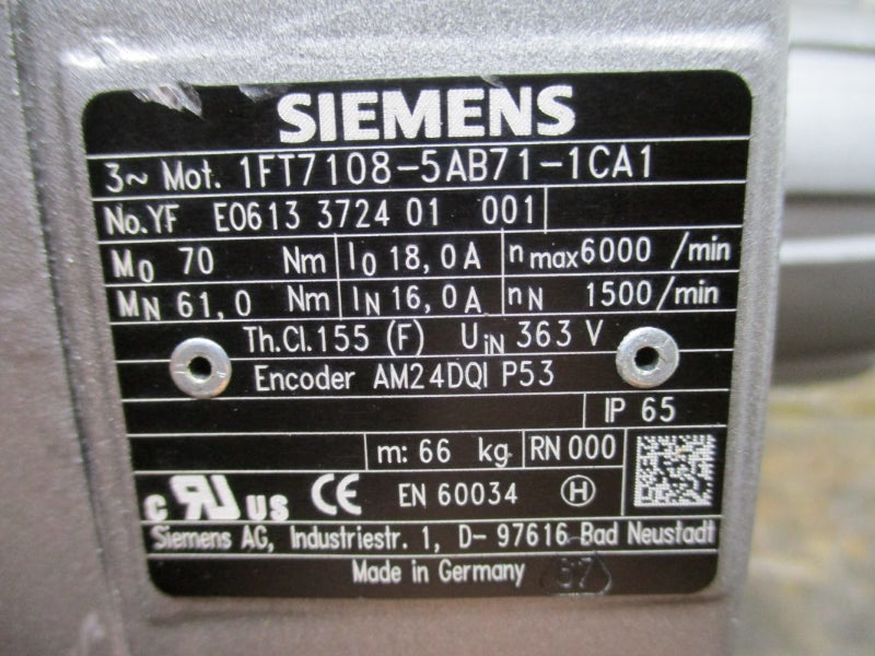 SIEMENS 1FT7108-5AB71-1CA1 363V 18.0A NSNP