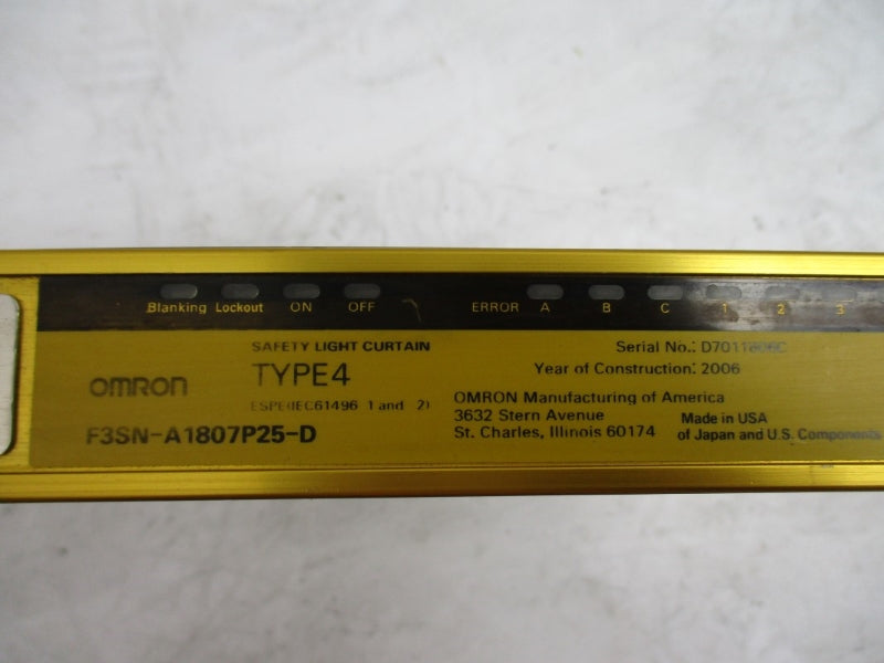 OMRON F3SN-A1807P25-D 24VDC NSNP