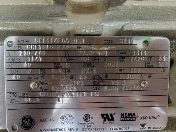 GENERAL ELECTRIC 5KS184SAA105B 230/460V 12.8/6.4A NSMP