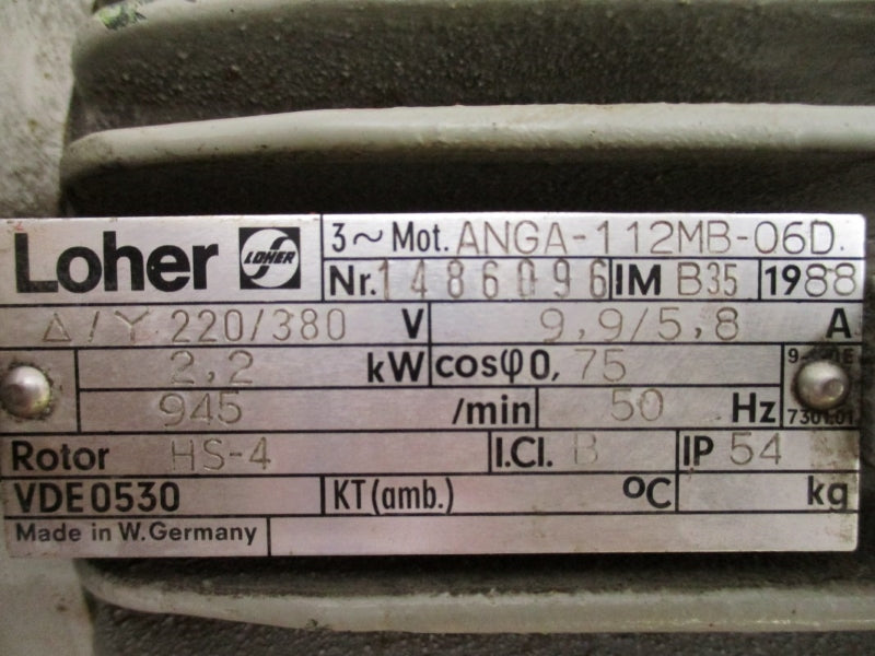 LOHER ANGA-112MB-06D 1486096 220/380V 9.9/5.8A NSNP