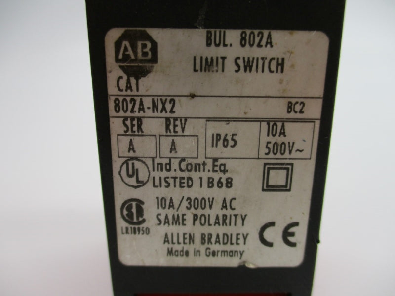 ALLEN BRADLEY 802A-NX2 SER. A 300VAC 10A NSNP