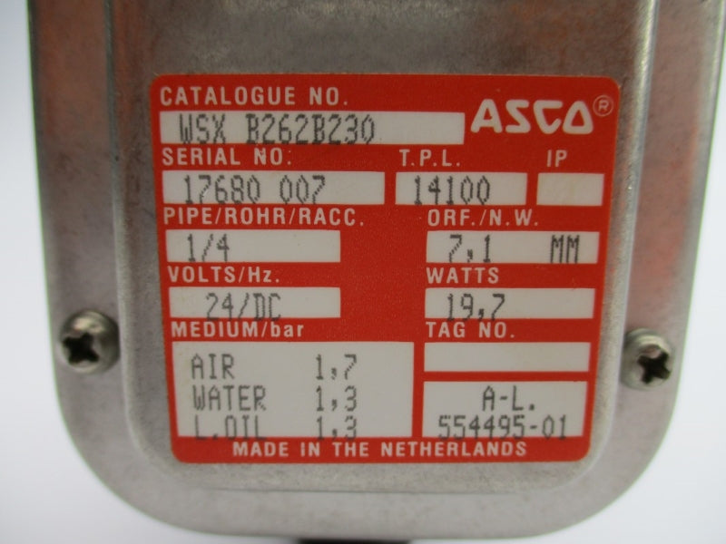 ASCO WSXB262B230 24VDC 1/4" NSNP