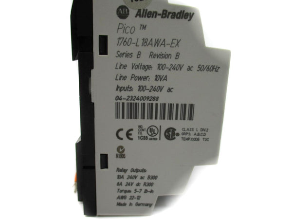 ALLEN BRADLEY 1760-L18AWA-EX SER. B 100-240VAC 10A REV. B NSNP
