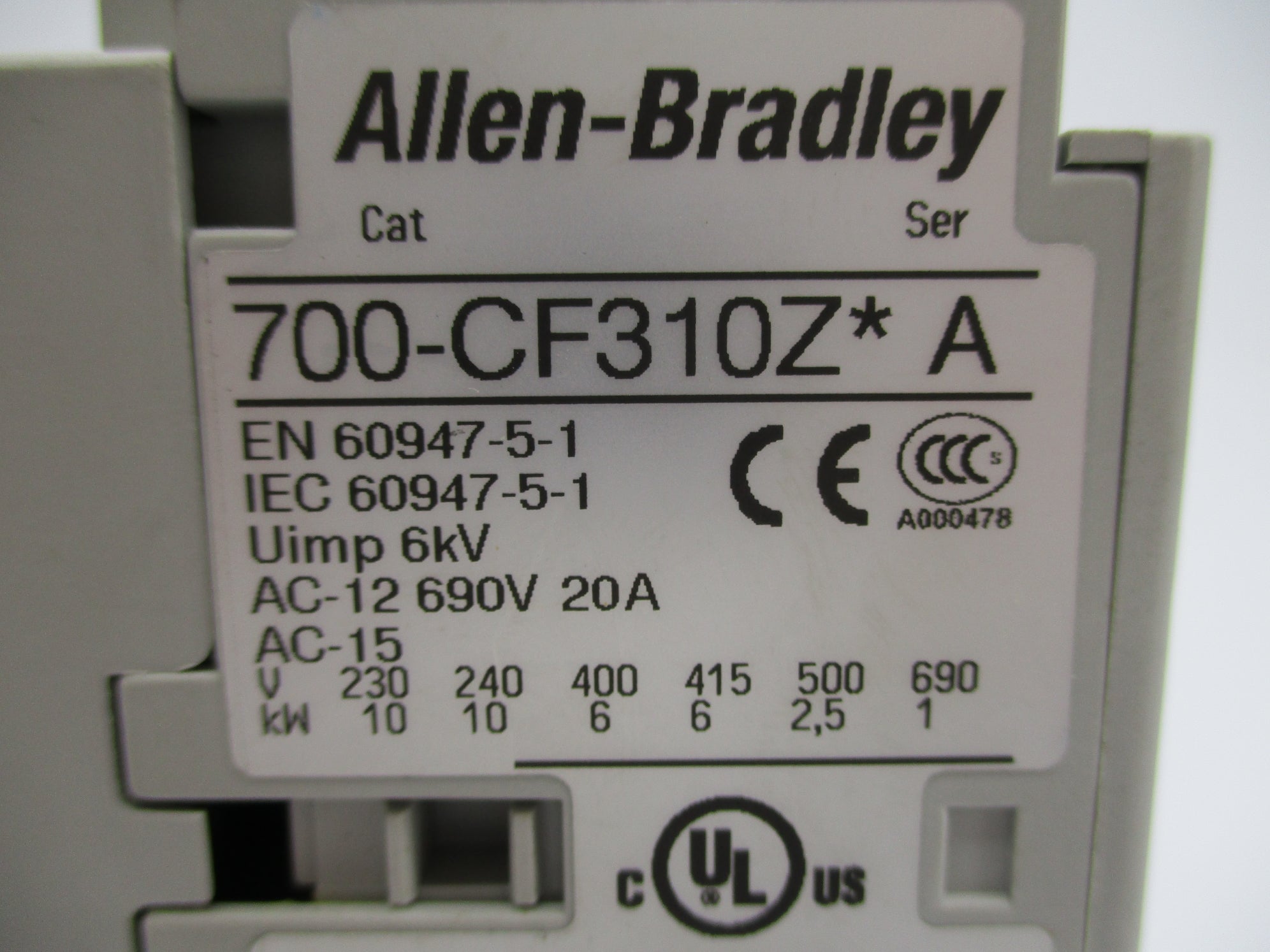 ALLEN BRADLEY 700-CF310ZJ SER. A 24VDC NSNP