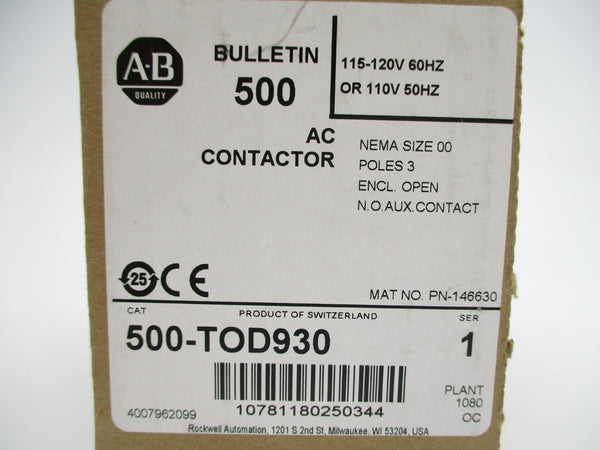 ALLEN BRADLEY 500-TOD930 SER. 1 110/120V (BR/WH) NSMP