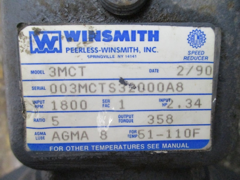BALDOR VM3558T W/ WINSMITH 3MCT 208-230/460V 6.5-6.2/3.1A NSNP