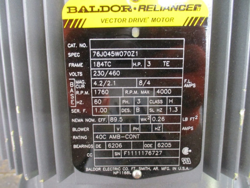 BALDOR 76J045W070Z1 230/460V 4.2/2.1A NSNP