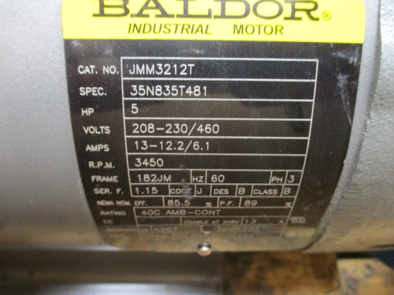 GOULDS PUMPS 3657 5SS1J2L0 W/ BALDOR JMM3212T 208-230/460V 13-12.2/6.1A 1-1/2" X 2-8" NSMP