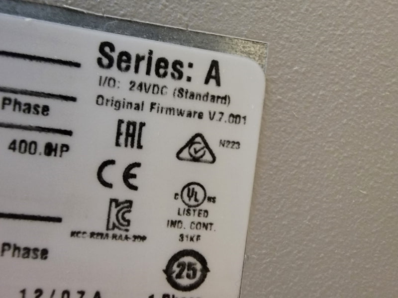 ALLEN BRADLEY 20P41AD667RA0NNN SER. A F/W 7.001 460VAC 667.0A NSMP