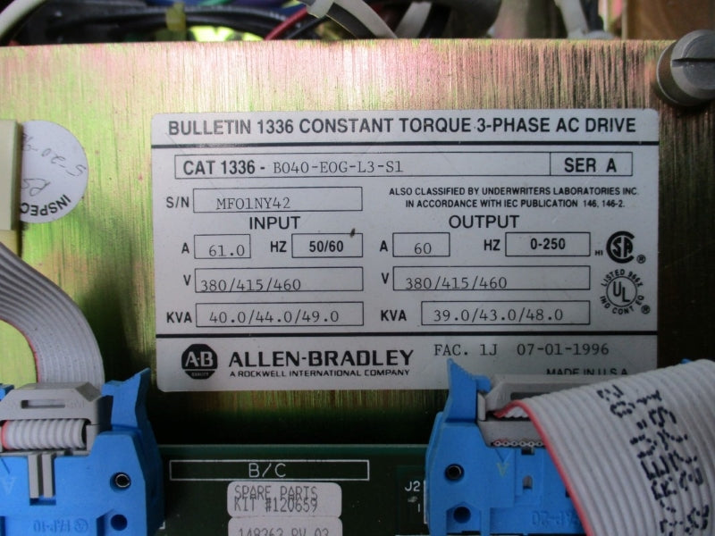 ALLEN BRADLEY 1336-B040-EOG-L3-S1 SER. A 460V 61.0A NSMP