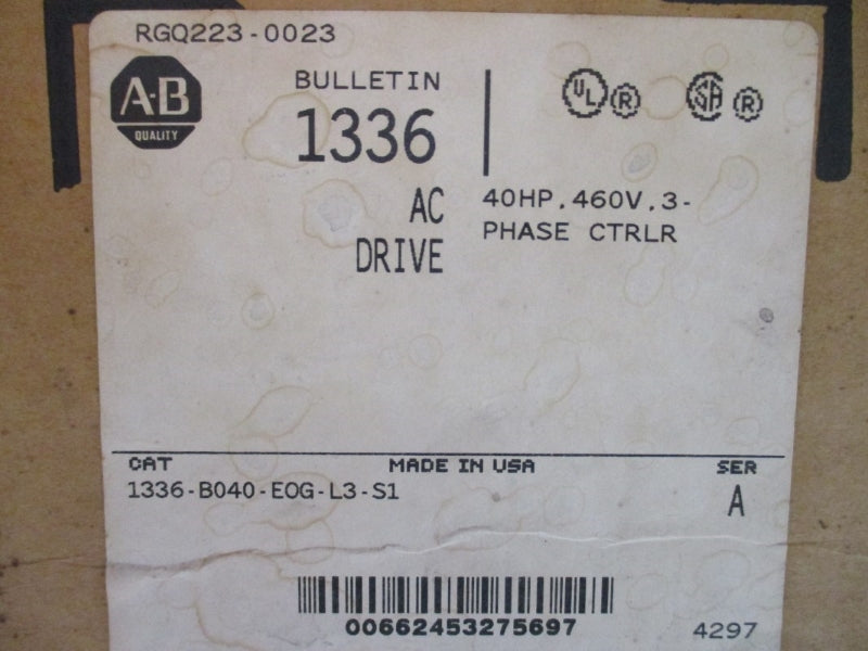 ALLEN BRADLEY 1336-B040-EOG-L3-S1 SER. A 460V 61.0A NSMP