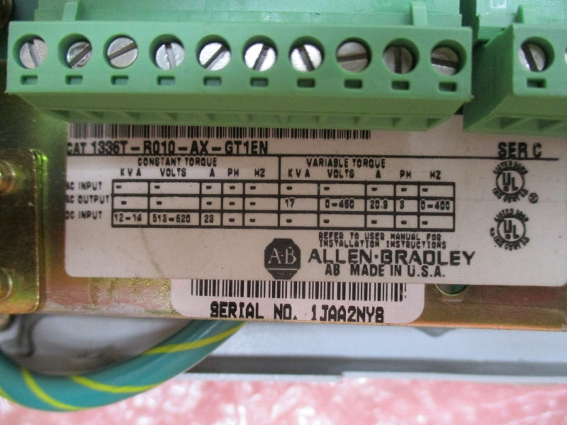 ALLEN BRADLEY 1336T-R010-AX-GT1EN SER. C 513-620VDC 23A REMAN