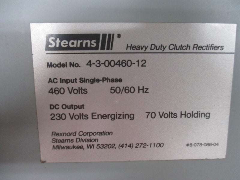 STEARNS 4-3-00460-12 460VAC NSNP
