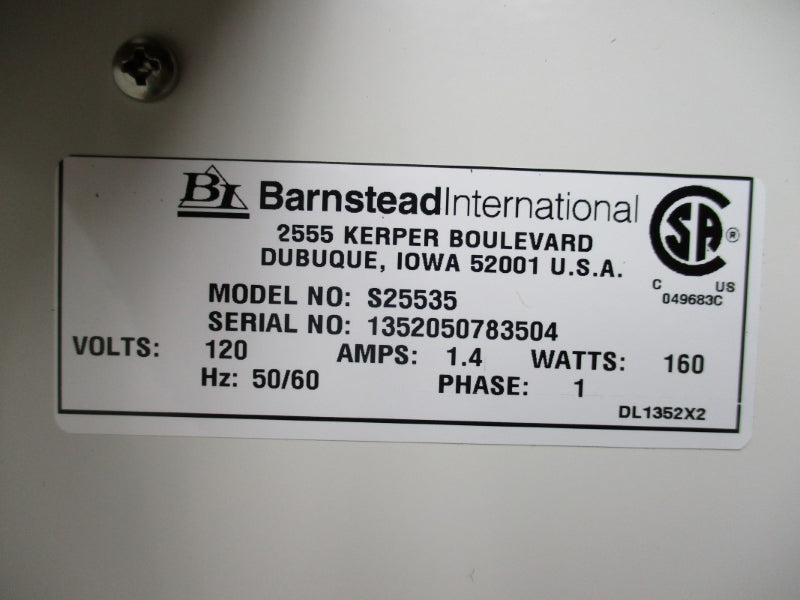 BARNSTEAD INTERNATIONAL S25535 120V 1.4A NSNP