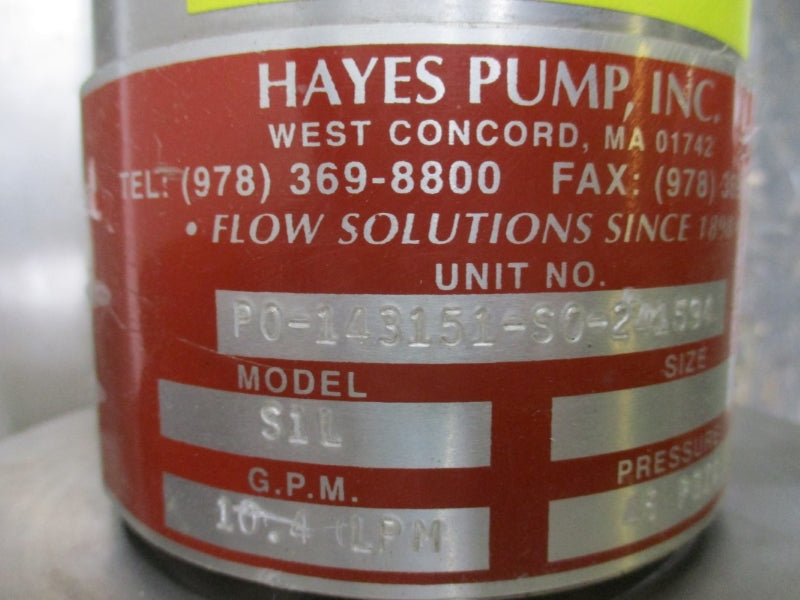 HAYES PUMP P0-143151-S0-241594 W/ VIKING PUMP 1/0008 W/ STAINLESS MOTORS PD3FO3T04B1TOFU NSNP