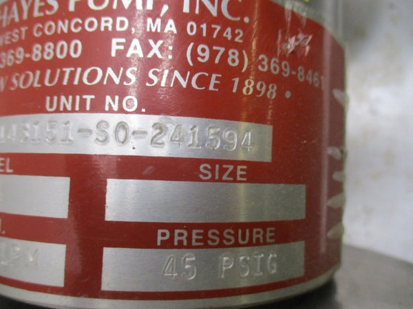 HAYES PUMP P0-143151-S0-241594 W/ VIKING PUMP 1/0008 W/ STAINLESS MOTORS PD3FO3T04B1TOFU NSNP