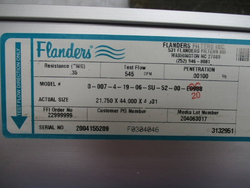FLANDERS 0-007-4-19-06-SU-52-00-E0988 21.750" X 44.000" X 4.531" NSMP