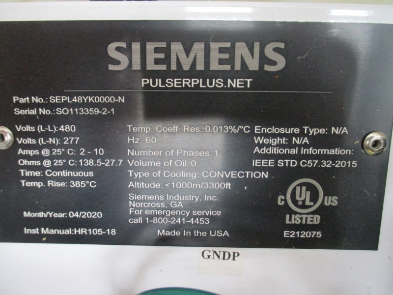 SIEMENS SEPL48YK0000-N 480V 2-10A NSMP