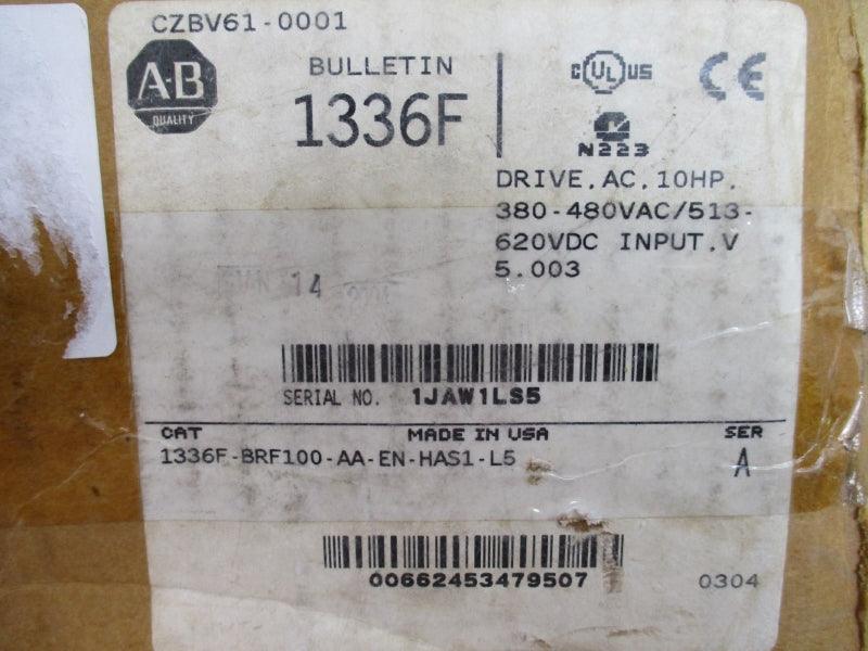 ALLEN BRADLEY 1336F-BRF100-AA-EN-HAS1-L5 SER. A F/W 5.003 380/480VAC NSMP