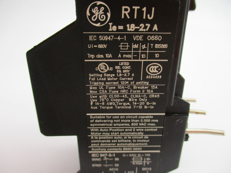 GENERAL ELECTRIC RT1J 690V 1.8-2.7A NSNP