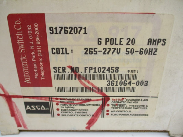 ASCO 91762071 265-277V 20A NSMP