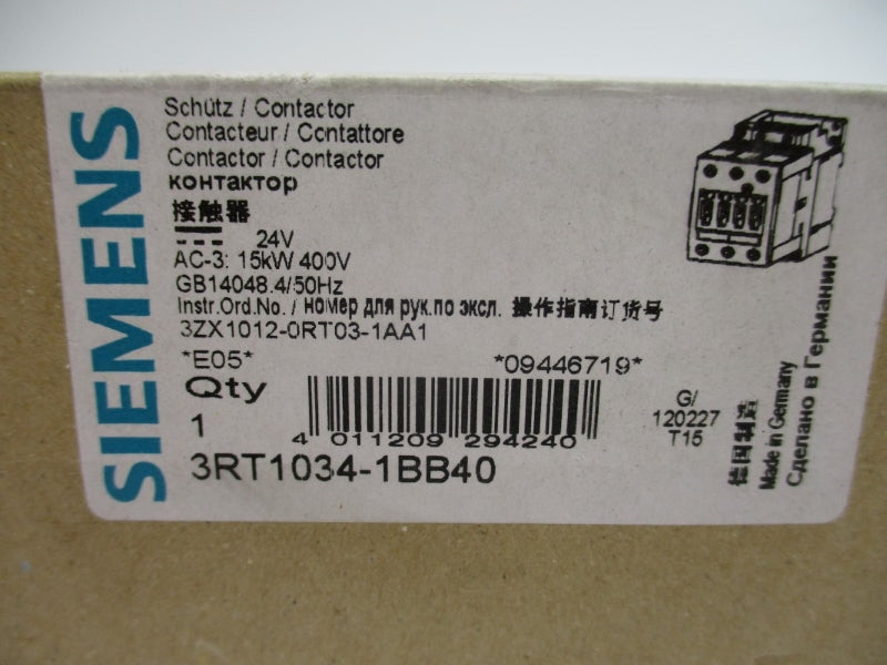 SIEMENS 3RT1034-1BB40 24VDC NSMP