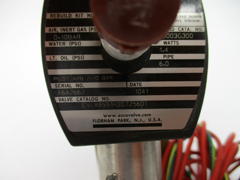 ASCO EVLX8551H30725601 24VDC 0-10PSI 6" NSNP
