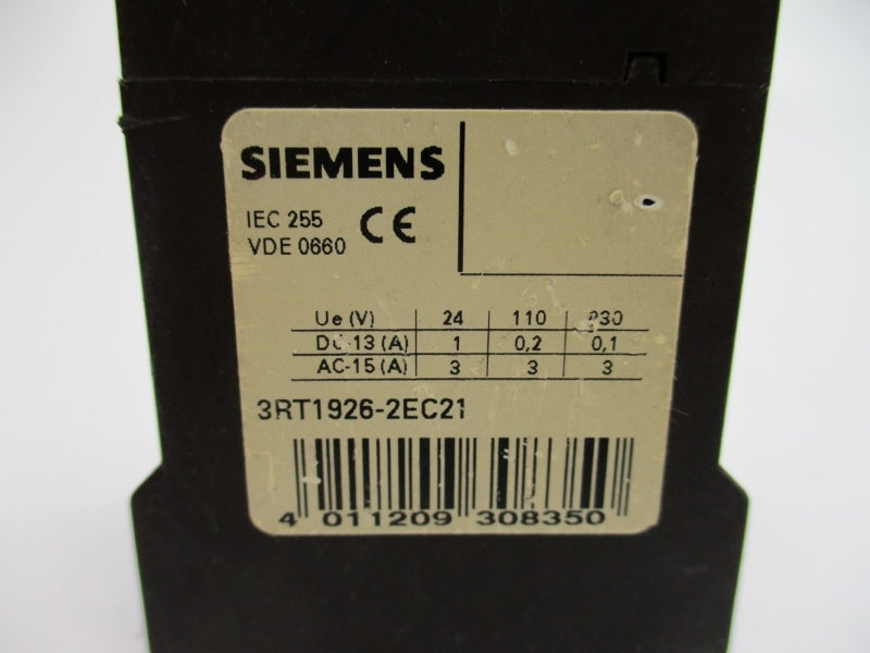 SIEMENS 3RT1926-2EC21 100-127VAC 3A 0.5-10S NUPI