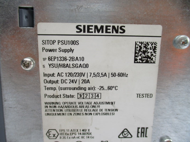 SIEMENS 6EP1336-2BA10 120/230VAC 7.5/3.5A NUPI