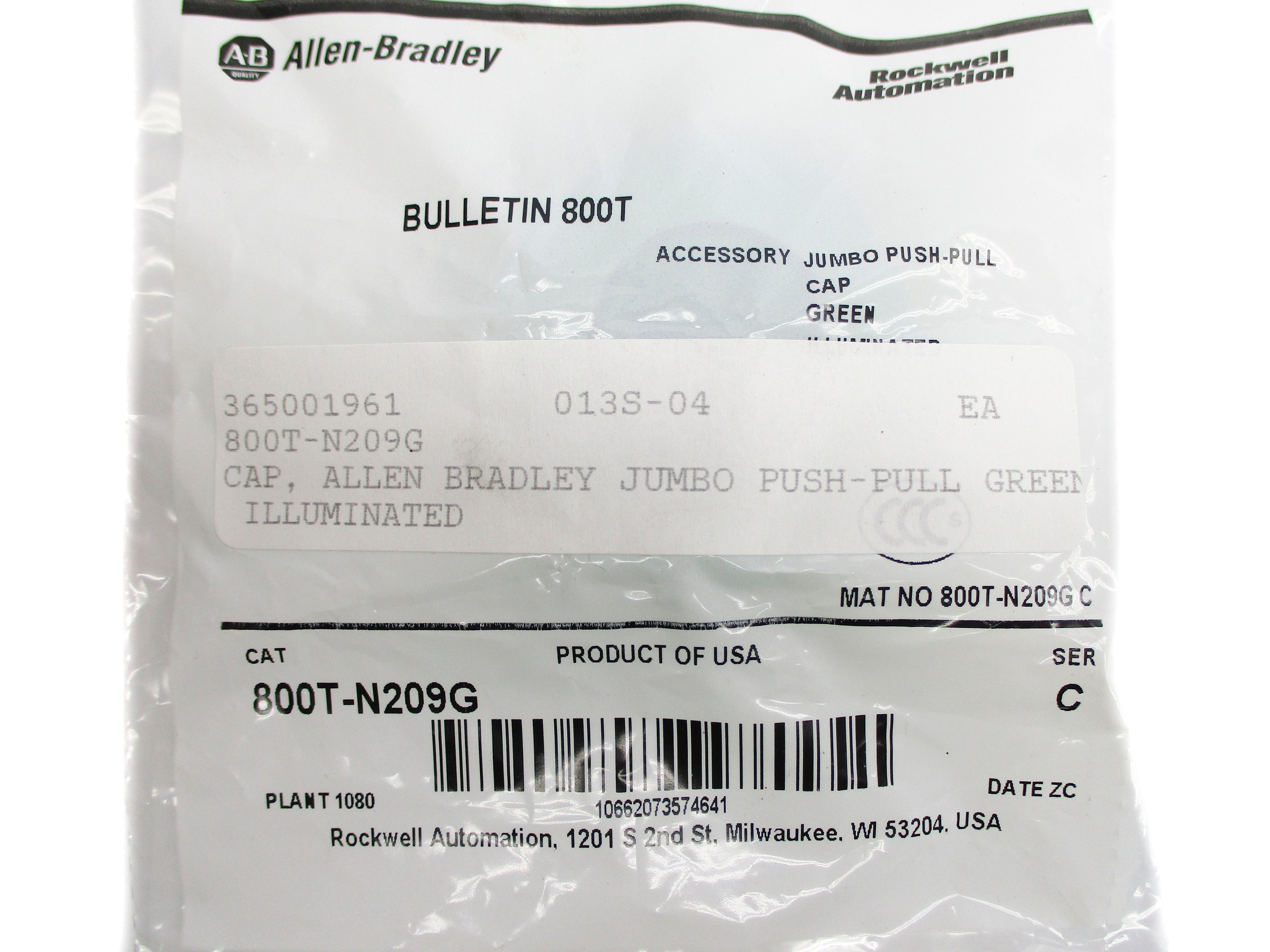 ALLEN BRADLEY 800T-N209G SER. C NSMP