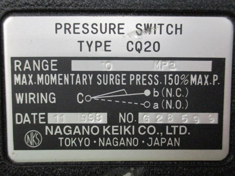 NAGANO KEIKI CQ20 250VAC 15A 10MPA NSNP