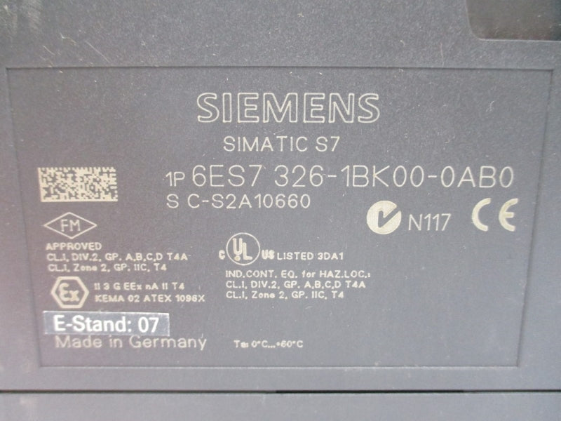 SIEMENS 6ES7326-1BK00-0AB0 24VDC (AS PICTURED) NSNP