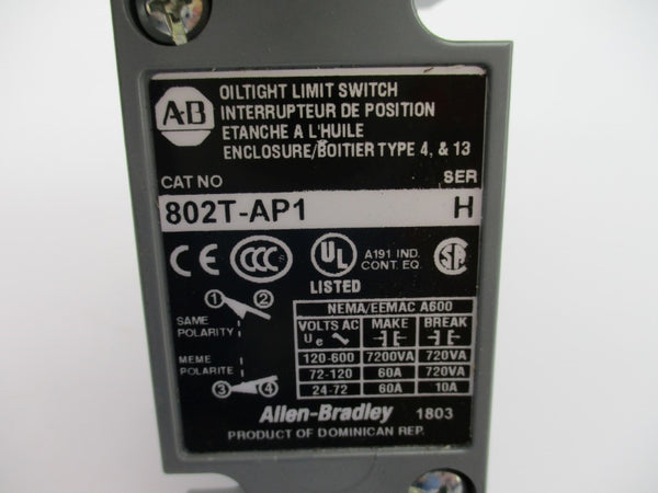 ALLEN BRADLEY 802T-AP1 SER. H 120-600VAC 60A (WH) NSMP