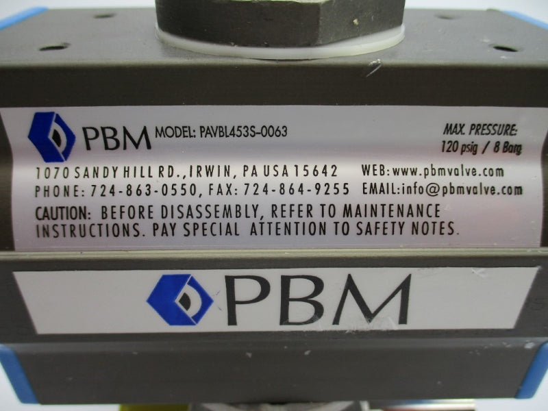 PBM PAVBL453S-0063 PBM-3/4" CF3M 120PSI NSNP